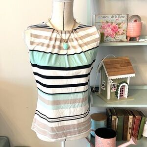 Calvin Klein Mint and Black Striped Tank Top